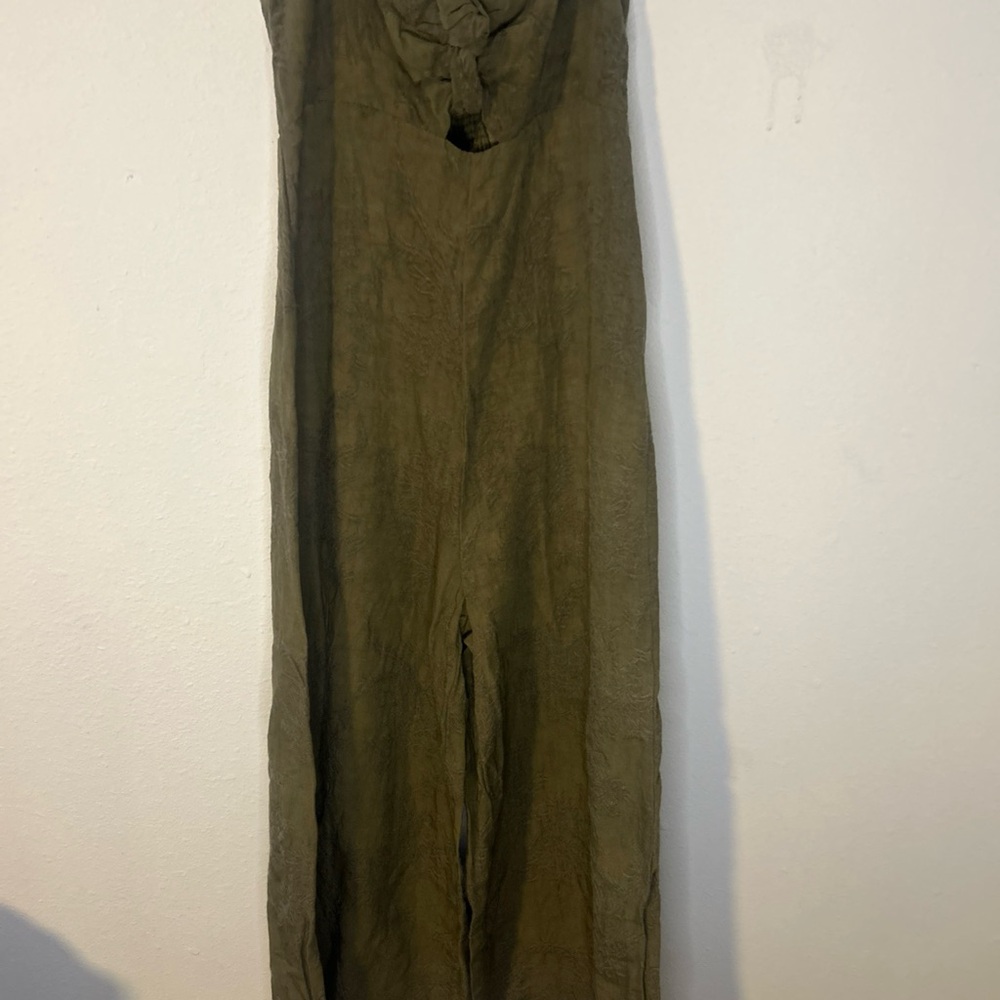 elevenses Olive Halter Tie-Front Jumpsuit - Picture 15 of 16